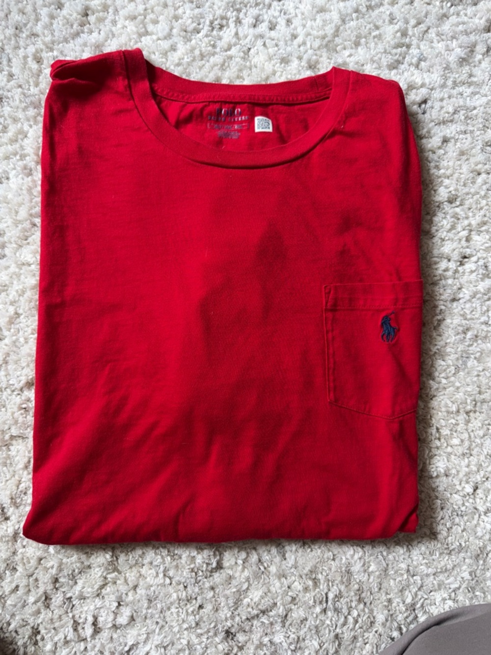 Polo by Ralph Lauren Red Short Sleeve Pocket Tee with Navy Pony